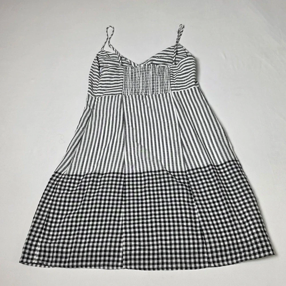 Express Sundress‎ Womens XS Black White Gingham Striped Knot Front Mini Dress